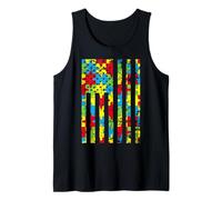 Rompecabezas con Bandera de Estados Unidos para el Mes de concienciación sobre el Autismo Camiseta sin Mangas