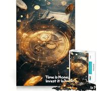 Rompecabezas con Cita del Reloj El Tiempo es Dinero para Adultos, 1000 Piezas, Smart Reason Toy Group, Joy Smooth Edge Fine Art Piece 38x52cm