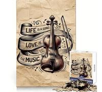 Rompecabezas con Cita Musical de violín de 1000 Piezas para Adultos Pensamiento estratégico, Juego Ligero, recreación, diseño Limpio, (38x52cm)