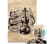 Rompecabezas con Cita Musical sobre violín 1000 Piezas Juego de concentración Mental Corte de precisión Bordes Lisos Actividad Absorbente para Noches tranquilas (50x75cm)