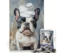 Rompecabezas con Dije de Bulldog vendado para Adultos, 1000 Piezas, para ejercitar la Mente, para Relajarse, con Bordes precisos, Regalo Original (38x52cm)