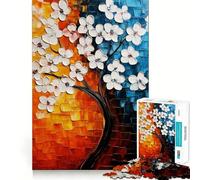 Rompecabezas con diseño de árbol en Flor Blanca 1000 Piezas sin Rebabas Corte Limpio portátil y fácil de Transportar (38x26cm)