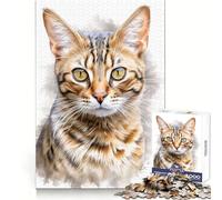 Rompecabezas con diseño de Gato bengalí, 1000 Piezas para Adultos Fomenta la concentración, desarrolla la Habilidad y aprovecha Bien el Tiempo ¡Sorpresa navideña! (38x52cm)