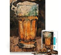 Rompecabezas con diseño de póster de Cerveza Vintage,1000 Piezas,Juego de concentración Mental,Corte de precisión,Bordes Suaves,Juego para Crear Conexiones significativas (38x26cm)