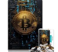 Rompecabezas con el Logotipo de Bitcoin para Adolescentes, Juguetes desafiantes Cada Pieza es única Juego Familiar y desafiante 38x26cm