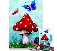 Rompecabezas con Escena de Setas y Mariposas para Adolescentes 1000 Piezas Divertido y Estimulante componentes Resistentes y de Corte Limpio una Actividad entrañable para Compartir (38x52cm)