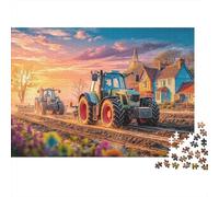 Rompecabezas con Escena Tractor agrícola,Paisaje Rural,1000 Piezas,cartón Reciclado,el estrés,Momentos Tranquilidad,pasas Adultos y Aficionados a Rompecabezas avanzados,38 x 26 cm (1000 Piezas).