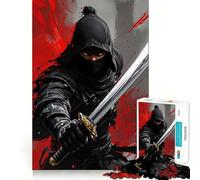 Rompecabezas con Estampado artístico de Guerrero Ninja para Adultos, 1000 Piezas, Juguete de lógica Resistente, Alivio de tensión, Borde Transparente, Regalo Premium (38x52cm)