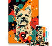 Rompecabezas con Estampado de West Highland Terrier Blanco Estilo Pop Art 1000 Piezas Juego Think Boost Cierre hermético sin Piezas Sueltas desafío Interactivo para el Cerebro en casa (50x75cm)