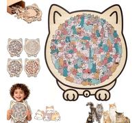 Rompecabezas con forma de gato de color macarrón | Rompecabezas de madera con forma de gato de colores de 135 piezas | Enmarcado por adorables rompecabezas de contorno de gatos | Rompecabezas de