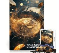 Rompecabezas con Frases de Time Is Money Clock para Adultos, 1000 Piezas, Juguete Inteligente, Juego Relajante, Arte de Corte preciso, Coleccionable 50x75cm