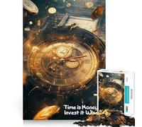 Rompecabezas con Frases de Time Is Money Clock para Adultos, 1000 Piezas, Juguete Inteligente, Juego Relajante, Arte de Corte preciso, Coleccionable 50x75cm