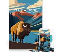 Rompecabezas con ilustración de bisontes del Parque Nacional de Yellowstone,1000 Piezas,Entrenamiento cognitivo,Piezas Perfectamente encajables,Regalo de cumpleaños,Juguete para ejercitar la Mente