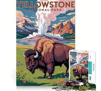 Rompecabezas con ilustración de bisontes del Parque Nacional de Yellowstone,1000 Piezas,para ejercitar la Mente,Cortar con láser, Tiempo de Tranquilidad en casa (38x26cm)