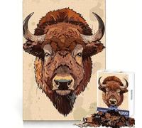 Rompecabezas con ilustración de Cabeza de búfalo,1000 Piezas,para Pensar con claridad,Relajarse y desconectar Bordes precisos Elegante (50x75cm)