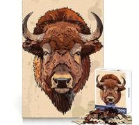 Rompecabezas con ilustración de Cabeza de búfalo para Adolescentes,1000 Piezas,desafío Inteligente,pasatiempo Relajante,Cierre Fino,Regalo navideño (38x52cm)