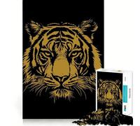 Rompecabezas con ilustración de Cabeza de Tigre sobre Fondo Negro para Adolescentes, 1000 Piezas, Juguete para ejercitar la Mente, diseño Sencillo y Divertido, Regalo Memorable 38x26cm