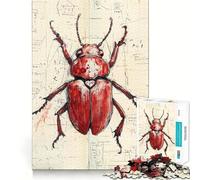 Rompecabezas con ilustración de Escarabajo Rojo para Adultos, 1000 Piezas, Juego Inteligente, patrón Tranquilo y Relajante, Regalo increíble (50x75cm)