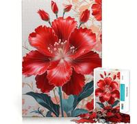Rompecabezas con ilustración de Flor de Hibisco Rojo Vibrante,Juego de Memoria de 1000 Piezas,Manualidades de Corte de Alta precisión,desafío Cerebral Interactivo para el hogar (50x75cm)