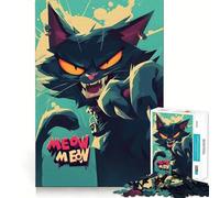 Rompecabezas con ilustración de Gato Enojado de Dibujos Animados,1000 Piezas,Juego de concentración Mental,Corte de precisión,Bordes Suaves,Juego para Construir Conexiones significativas (38x52cm)