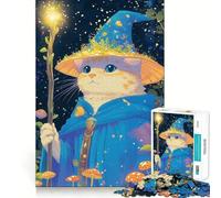 Rompecabezas con ilustración de Gato Mago para Adolescentes,1000 Piezas,Juego para estimular la Mente,Piezas sin Rebabas,Corte Limpio,fácil de Aprender,diversión para Toda la Familia (38x26cm)