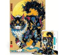 Rompecabezas con ilustración de Gato ornamentado de Influencia asiática para Adolescentes 1000 Piezas Juguete de razonamiento y Habilidad Juego Relajante Corte preciso Regalo de Papá Noel (50x75cm)