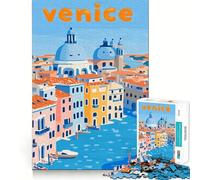 Rompecabezas con ilustración de la Ciudad de Venecia para Adolescentes,1000 Piezas,Mejora la Capacidad Mental,Juego,tamaño Uniforme,Piezas precisas,diversión Familiar,Actividad Nocturna (38x26cm)