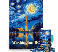 Rompecabezas con ilustración de la Noche Estrellada de Washington DC para Adolescentes 1000 Piezas Divertido Juego de Memoria Superficie Lisa sin Rebabas de cumpleaños Juguete para ejercitar la Mente