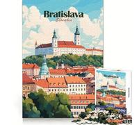 Rompecabezas con ilustración de Paisaje Urbano de Bratislava,Eslovaquia,1000 Piezas,para Pensar con claridad,Relajarse y desconectar Bordes precisos Elegante (38x52cm)
