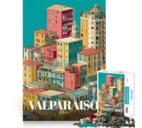 Rompecabezas con ilustración de Paisaje Urbano de Valparaíso,Chile,para Adultos,1000 Piezas,Juego para estimular,tamaño Uniforme,Piezas precisas,Ideal para Viajar,Regalo para ejercitar