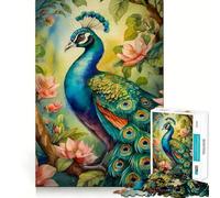 Rompecabezas con ilustración de Pavo Real para Adolescentes 1000 Piezas Juego Mental Divertido Conexión Limpia y fluida Una Forma Atractiva de Pasar el Tiempo Libre (38x26cm)