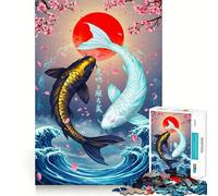 Rompecabezas con ilustración de pez koi Yin Yang,1000 Piezas,Entrenamiento cognitivo,Piezas Perfectamente encajables,Regalo de cumpleaños,Juguete para ejercitar la Mente (38x52cm)