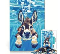 Rompecabezas con ilustración de un Burro bajo el Agua,Juego de Memoria de 1000 Piezas,Manualidades de Corte de Alta precisión,desafío Cerebral Interactivo para el hogar (50x75cm)