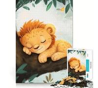 Rompecabezas con ilustración de un Cachorro de león durmiendo para Adolescentes, 1000 Piezas, Juguete de lógica Fina, pasatiempo Tranquilo, Pieza de colección de Arte de Bordes limpios 38x26cm