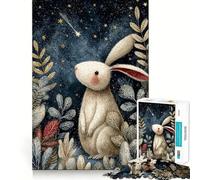 Rompecabezas con ilustración de un Conejo bajo una Noche Estrellada para Adultos, 1000 Piezas, Juego Inteligente, patrón Tranquilo y Relajante, Regalo increíble (38x52cm)