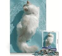 Rompecabezas con ilustración de un Gato flotando en el Agua para Adolescentes, 1000 Piezas, Entrenamiento Mental, Entretenimiento Tranquilo, Ajuste Perfecto, Regalo Creativo (38x52cm)