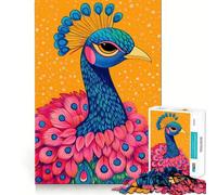 Rompecabezas con ilustración de un Vibrante Retrato de Pavo Real para Adultos,1000 Piezas,Juego de Memoria Cerebral,Cortado con láser para un Ajuste Perfecto, aliviar el estrés