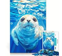 Rompecabezas con ilustración de una Foca bajo el Agua con Burbujas para Adolescentes, 1000 Piezas Refuerza la Memoria, Proporciona un pasatiempo Tranquilo y de Calidad Regalo Festivo (38x52cm)