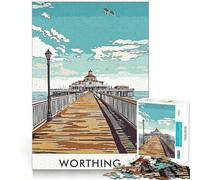 Rompecabezas con ilustración del Muelle de Worthing,1000 Piezas,Tren cognitivo,Piezas Perfectamente encajables,Regalo de cumpleaños,Juguete para ejercitar la Mente (50x75cm)