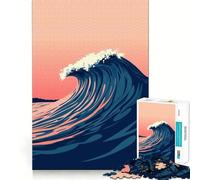 Rompecabezas con ilustración estilizada de Olas del océano para Adultos, 1000 Piezas Refuerza la Memoria Divertido y Relajante Bordes de Calidad Un Regalo Encantador 38x52cm
