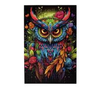 Rompecabezas con imagen de búho y roseta. Rompecabezas de madera para adultos y niños, decoraciones desafiantes de rompecabezas