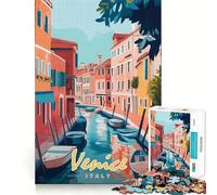Rompecabezas con imágenes de los Canales de Venecia,1000 Piezas,diversión Garantizada,tecnología Avanzada de Corte láser,Juguete de Entretenimiento para Interiores (38x52cm)
