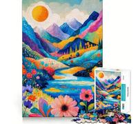 Rompecabezas con imágenes de un Vibrante Valle de montaña para Adultos Juego de 1000 Piezas Que estimula el Pensamiento Estructura de Encaje precisa Fácil de Aprender Diversión para Toda la Familia