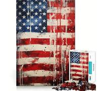 Rompecabezas con la Bandera Estadounidense de 1000 Piezas Juego Mental Divertido,diseño Ajustado sin Huecos reuniones Familiares (38x26cm)