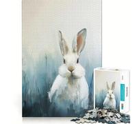 Rompecabezas con la Pintura del Conejo Blanco en un Campo Azul 1000 Piezas Juego Interactivo para estimular el Pensamiento Cierre Seguro sin Piezas Sueltas desafío Cerebral para el hogar (38x26cm)