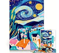 Rompecabezas con la vívida visión fauvista de La Noche Estrellada 1000 Piezas Juego de concentración Mental diseño de Ajuste Huecos desafío Cerebral Interactivo para el hogar (38x52cm)