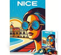 Rompecabezas con lámina artística del Hotel Negresco de Niza,Francia,para Adultos,1000 Piezas,para ejercitar la Memoria,Actividad Relajante,Bordes limpios, (38x26cm)