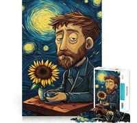 Rompecabezas con Meme de La Noche Estrellada de Vincent Van Gogh para Adultos,1000 Piezas,Juego de Memoria Cerebral,Cortado con láser para un Ajuste Perfecto, aliviar el estrés