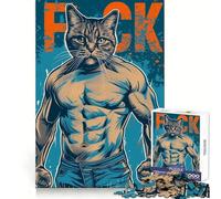 Rompecabezas con Memes de Gatos Luchadores para Adolescentes, 1000 Piezas, Pensamiento estratégico, interacción Suave, Ajuste preciso, (50x75cm)
