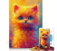 Rompecabezas con Mirada Felina Vibrante,1000 Piezas,Juego de concentración Mental,Corte de precisión,Bordes Suaves,Juego para Crear Conexiones significativas (50x75cm)